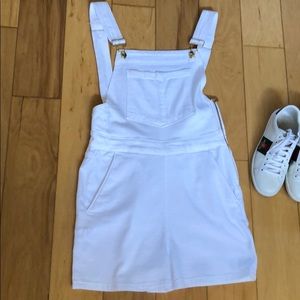 Frame Denim Palazo overall short in white.